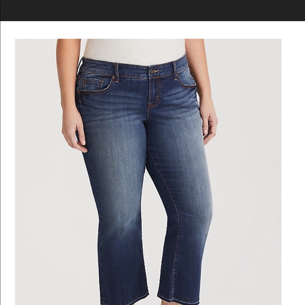 Torrid Crop Frayed Flare Jeans